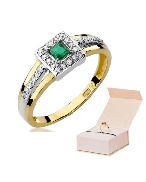 14k Gold Ring with Emerald Diamond 0.15ct