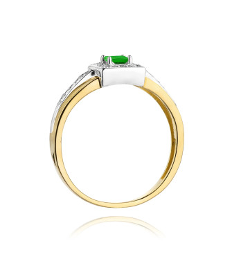 Złoty Pierścionek 14k z diamentem szmaragd 0,15ct