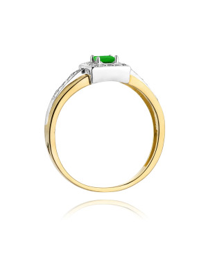 Złoty Pierścionek 14k z diamentem szmaragd 0,15ct