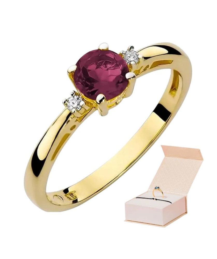 Złoty Pierścionek 14k z diamentem rubin 0,60ct