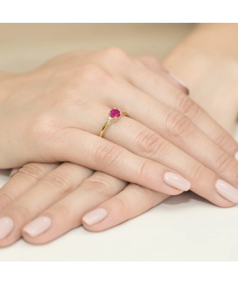 Złoty Pierścionek 14k z diamentem rubin 0,60ct