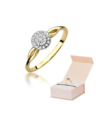 Złoty Pierścionek 14k z diamentem brylant 0,12ct