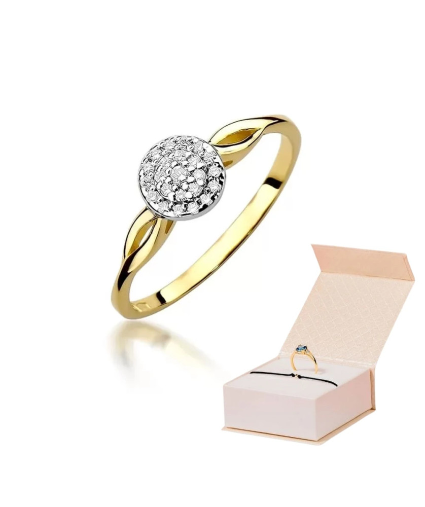Złoty Pierścionek 14k z diamentem brylant 0,12ct