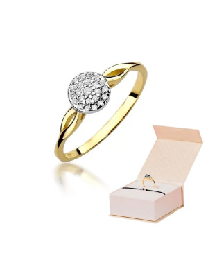 Złoty Pierścionek 14k z diamentem brylant 0,12ct