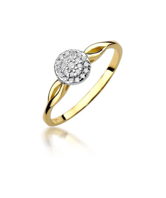 Złoty Pierścionek 14k z diamentem brylant 0,12ct
