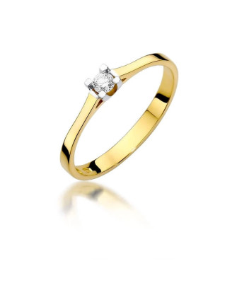 Złoty Pierścionek 14k z diamentem brylant 0,09ct