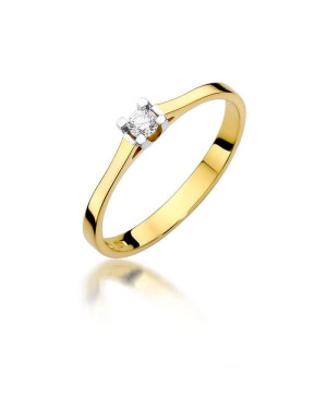 Złoty Pierścionek 14k z diamentem brylant 0,09ct