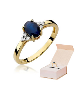14k Gold Ring with 0.90ct Sapphire Diamond