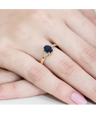 14k Gold Ring with 0.90ct Sapphire Diamond