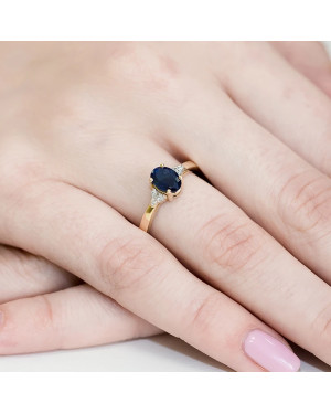 Złoty Pierścionek 14k z diamentem szafir 0,90ct