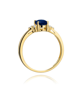 Złoty Pierścionek 14k z diamentem szafir 0,90ct