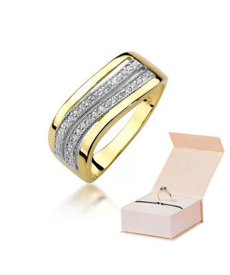 Złoty Pierścionek 14k z diamentem brylant 0,18ct