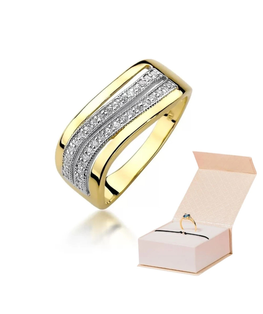 Złoty Pierścionek 14k z diamentem brylant 0,18ct
