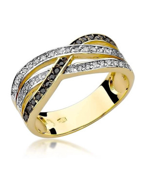 14k Gold Ring with Brilliant Diamond White 0.18 Black 0.09ct