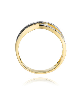 14k Gold Ring with Brilliant Diamond White 0.18 Black 0.09ct