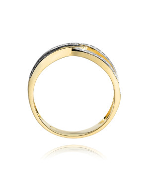 14k Gold Ring with Brilliant Diamond White 0.18 Black 0.09ct
