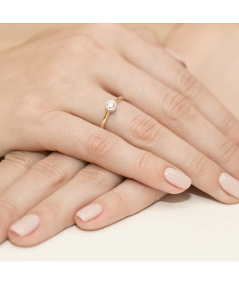 Złoty Pierścionek 14k z diamentem brylant 0,25ct