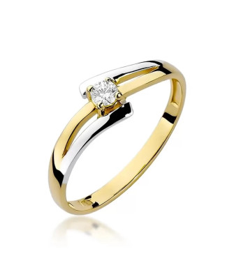Złoty Pierścionek 14k z diamentem brylant 0,10ct