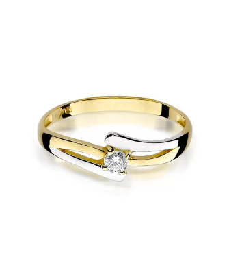 Złoty Pierścionek 14k z diamentem brylant 0,10ct