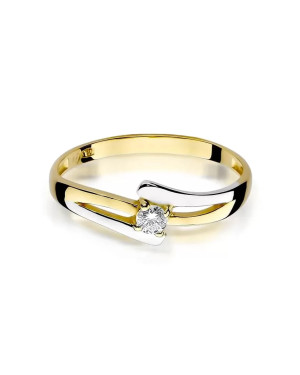 Złoty Pierścionek 14k z diamentem brylant 0,10ct