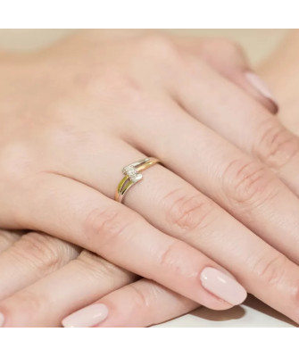 Złoty Pierścionek 14k z diamentem brylant 0,10ct