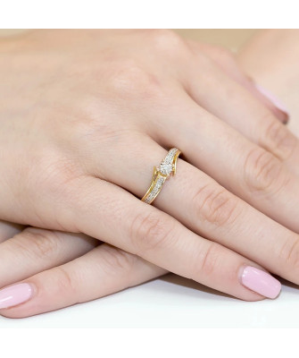 Złoty Pierścionek 14k z diamentem brylant 0,10ct
