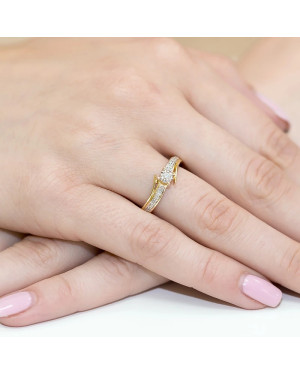 Złoty Pierścionek 14k z diamentem brylant 0,10ct