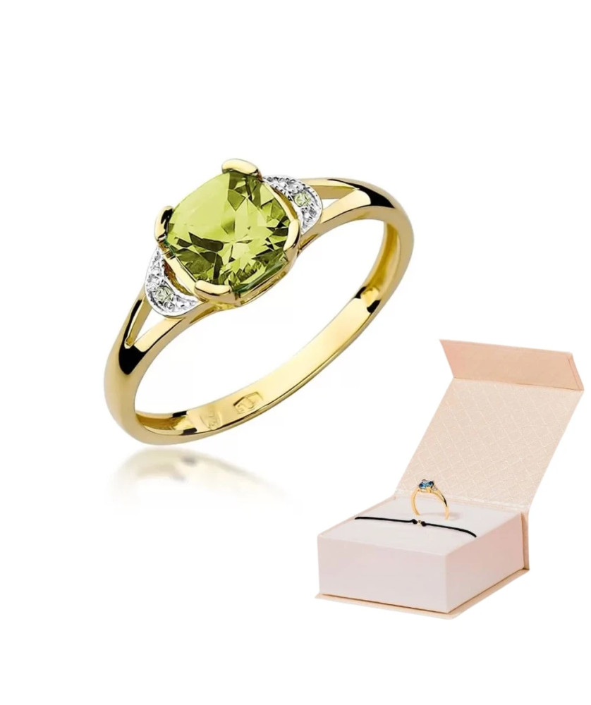 14k Gold Ring with 1.00ct Peridot Diamond