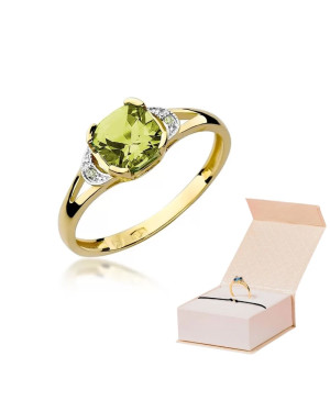 14k Gold Ring with 1.00ct Peridot Diamond