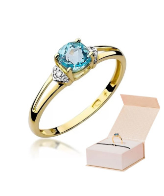 Złoty Pierścionek 14k z diamentem topaz 0,70ct