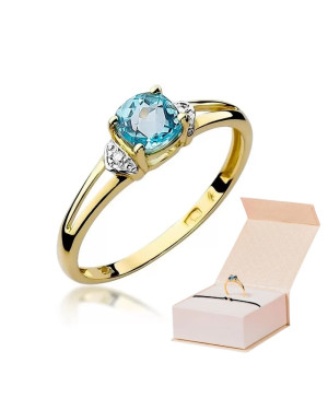 Gold Ring 14k with diamond topaz 0.70ct