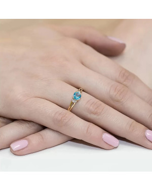 Gold Ring 14k with diamond topaz 0.70ct