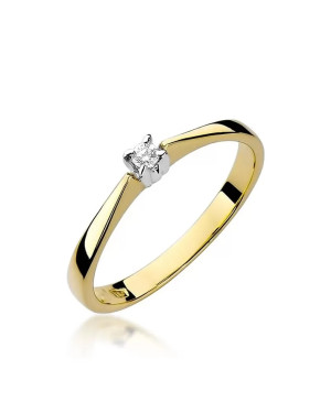 Złoty Pierścionek 14k z diamentem brylant 0,03ct