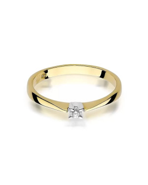 Złoty Pierścionek 14k z diamentem brylant 0,03ct