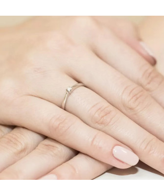 Złoty Pierścionek 14k z diamentem brylant 0,03ct