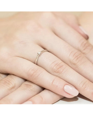 Złoty Pierścionek 14k z diamentem brylant 0,03ct