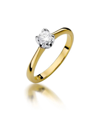 Złoty Pierścionek 14k z diamentem brylant 0,30ct