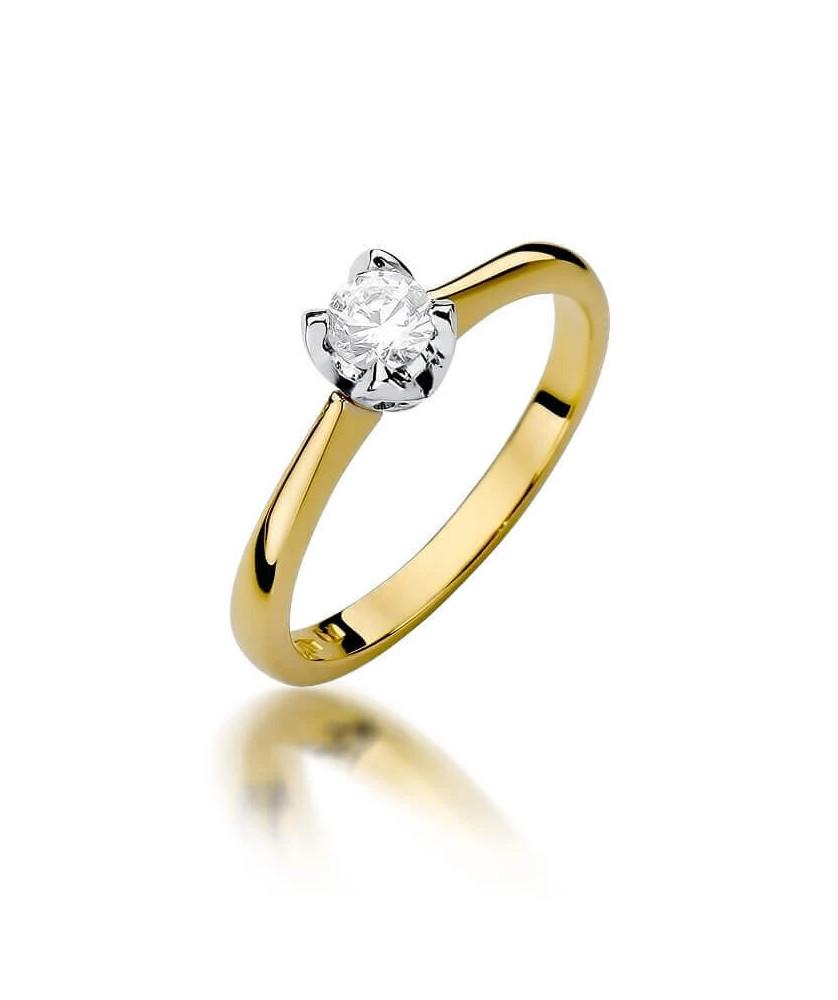Złoty Pierścionek 14k z diamentem brylant 0,30ct