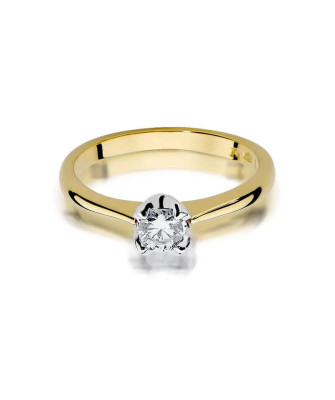 Złoty Pierścionek 14k z diamentem brylant 0,30ct
