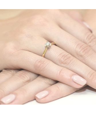 Złoty Pierścionek 14k z diamentem brylant 0,30ct