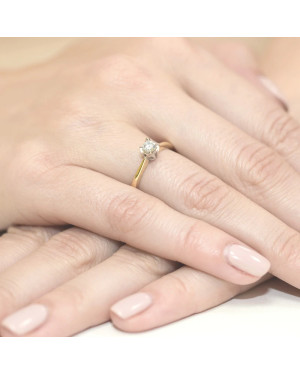 Złoty Pierścionek 14k z diamentem brylant 0,30ct