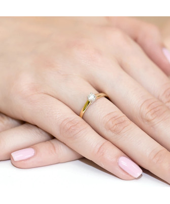 Złoty Pierścionek 14k z diamentem brylant 0,20ct