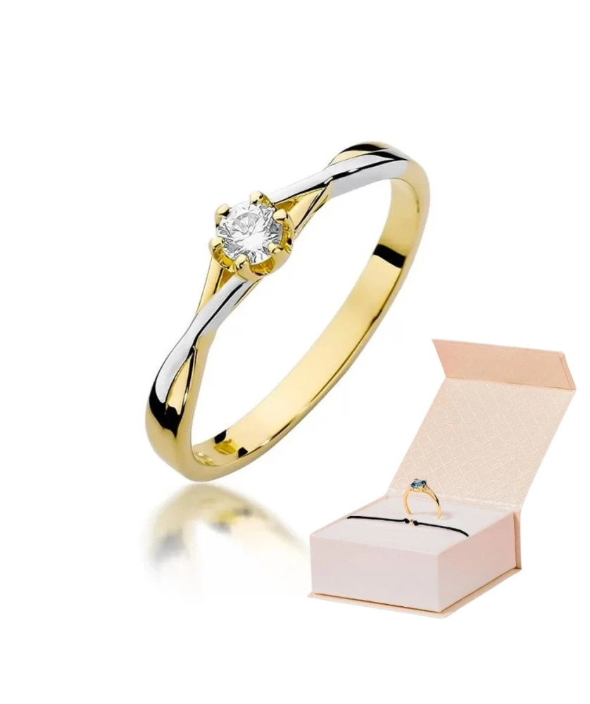 Złoty Pierścionek 14k z diamentem brylant 0,12ct