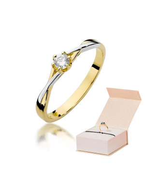 Złoty Pierścionek 14k z diamentem brylant 0,12ct