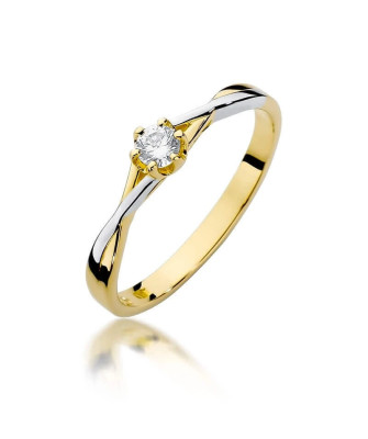 Złoty Pierścionek 14k z diamentem brylant 0,12ct
