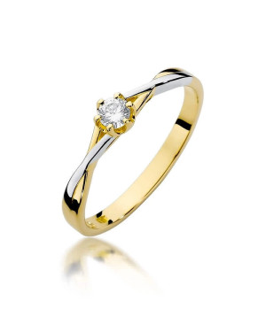 Złoty Pierścionek 14k z diamentem brylant 0,12ct