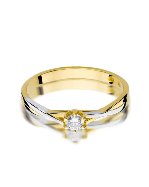 Złoty Pierścionek 14k z diamentem brylant 0,12ct