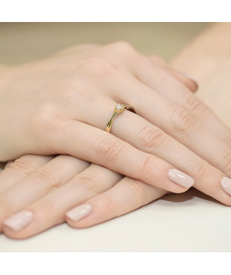 Złoty Pierścionek 14k z diamentem brylant 0,12ct
