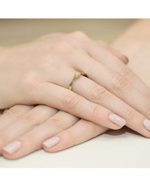 Złoty Pierścionek 14k z diamentem brylant 0,12ct