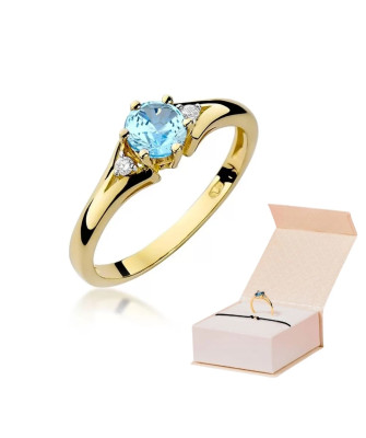 Złoty Pierścionek 14k z diamentem topaz 0,50ct